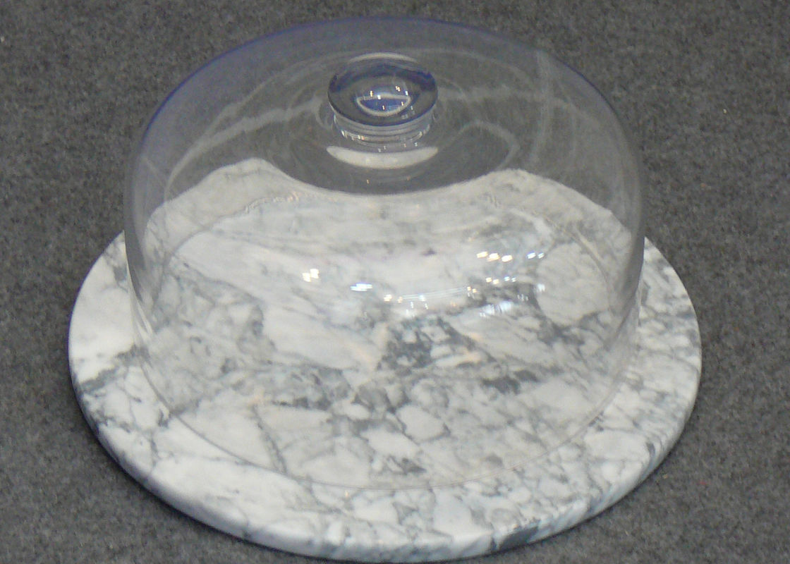 Ronde Marmeren Caketribune met Koepel, Transparante Plaat van de Glas de Marmeren Cake